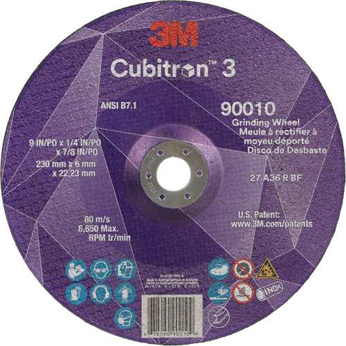 Meule a moyeu d&eacute;port&eacute; Cubitron 3, 9" x 1/4", Arbre 7/8", C&eacute;ramique, Type T27 Distribution Jean Lapalme