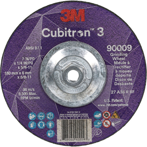 Meule a moyeu d&eacute;port&eacute; Cubitron 3, 7" x 1/4", Arbre 5/8"-11, C&eacute;ramique, Type T27 Distribution Jean Lapalme