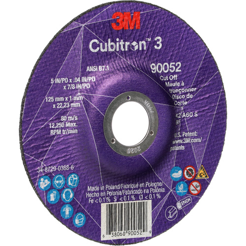 Meule &agrave; tronçonner Cubitron 3, 5" x 0,04", Arbre de 7/8", Type 27, C&eacute;ramique, 60 Tr/min Distribution Jean Lapalme