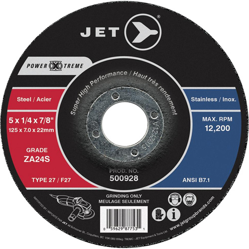 Power-Xtreme ZA24S Grinding Wheel, 5" x 1/4", 7/8" Arbor, Type 27 Distribution Jean Lapalme