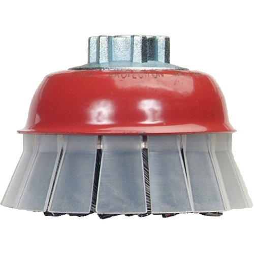 Knotted Wire Cup Brush with Protective Guard, 4" Dia. x 5/8"-11 Arbor Distribution Jean Lapalme