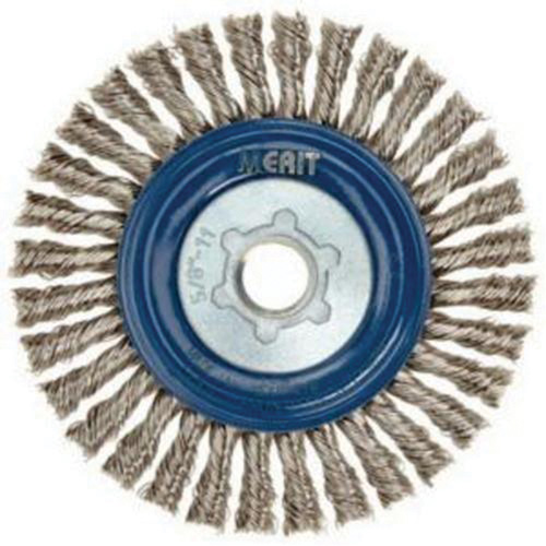 Brosse &agrave; fils nou&eacute;s pour cordons de soudure pour meuleuse angulaire, Dia. 5", Fils 0,02", Arbre 5/8"-11, Acier inoxydable Distribution Jean Lapalme