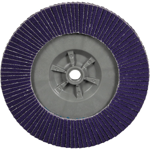 Disque &agrave; lamelles plate 1169F Cubitron 3 &agrave; changement rapide, 6" x 5/8"-11, Type T27, Grain 80+, C&eacute;ramique Distribution Jean Lapalme