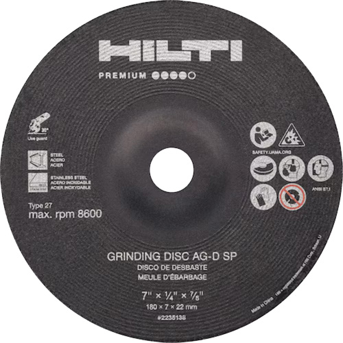 AG-D SP Premium Grinding Wheels, 5" x 1/4", 7/8" Arbor, Zirconium, Type 27 Distribution Jean Lapalme