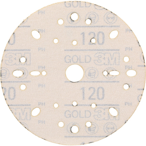 Disque abrasif dor&eacute; Hookit, dia 6", Grain 120, Oxyde d'aluminium, Poids C Distribution Jean Lapalme