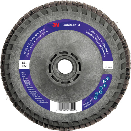 Cubitron 3 Flap Disc 1169F, 5" x 5/8"-11, Type T27, 60+ Grit, Ceramic Distribution Jean Lapalme