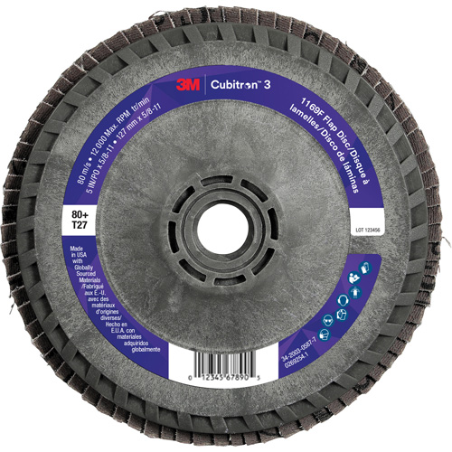 Cubitron 3 Flap Disc 1169F, 5" x 5/8"-11, Type T27, 80+ Grit, Ceramic Distribution Jean Lapalme