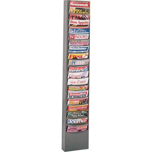 Literature Storage Racks, Stationary, 20 Slots, Steel, 13-1/8" W x 4-1/8" D x 58-1/2" H Distribution Jean Lapalme