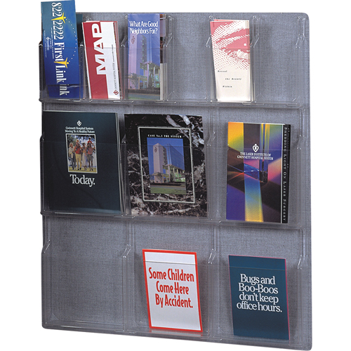 Literature Displays, Wall Mount, 6 Slots, Plastic, 30" W x 34-3/4" D x 34-3/4" H Distribution Jean Lapalme