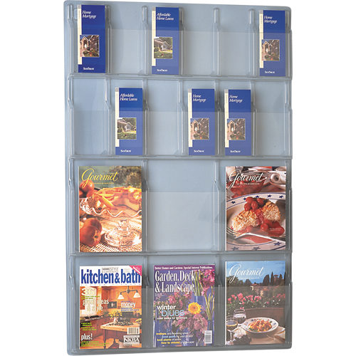 Literature Displays, Wall Mount, 6 Slots, Plastic, 30" W x 45" D x 45" H Distribution Jean Lapalme