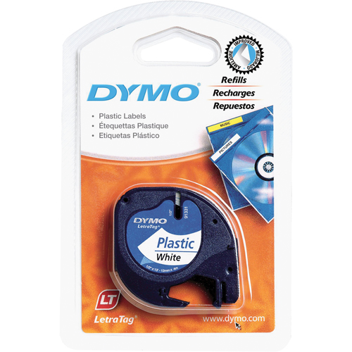 &eacute;tiquettes pour &eacute;tiqueteuse LetraTag Plus LT-100H, 12 mm x 13', Noir sur blanc Distribution Jean Lapalme