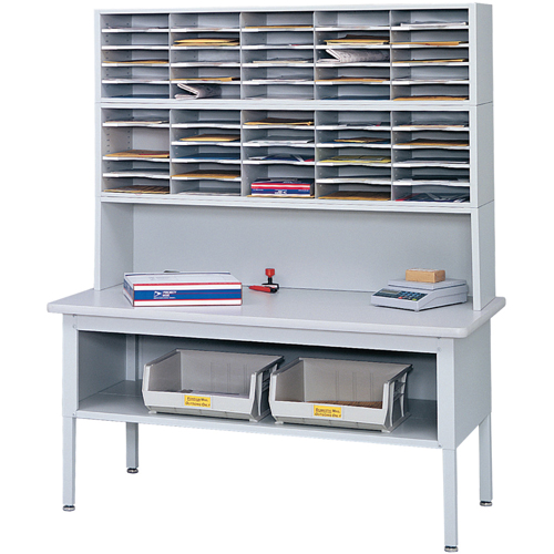 Mobilier E-Z Sort pour la salle du courrier- Tables de tri avec tablette-Dessus de table, 60" la x 28" p x 36" h, Stratifi&eacute; Distribution Jean Lapalme