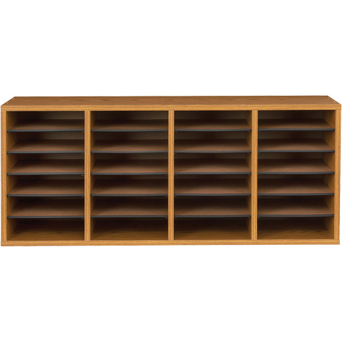 Casier &agrave; compartiments r&eacute;glable pour documentation, Stationnaire, 24 fentes, Bois, 39-1/4" la x 11-3/4" p x 16-1/4" h Distribution Jean Lapalme