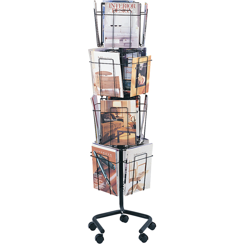 Pr&eacute;sentoirs pivotants pour documentation, Rotatif, 16 fentes, Fil m&eacute;tallique, 15" la x 15" p x 60" h Distribution Jean Lapalme