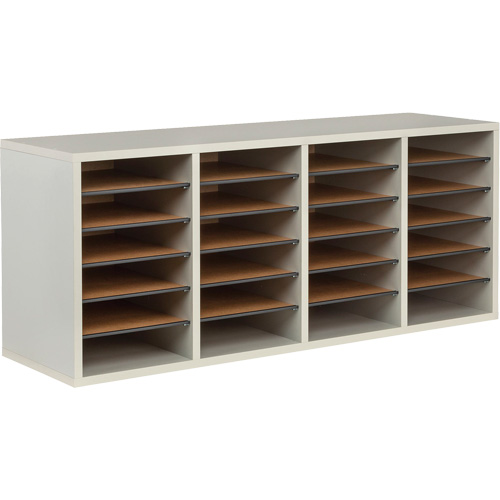Casier &agrave; compartiments r&eacute;glable pour documentation, Stationnaire, 24 fentes, Bois, 39-1/4" la x 11-3/4" p x 16-1/4" h Distribution Jean Lapalme