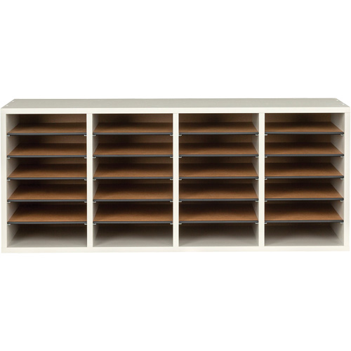 Casier &agrave; compartiments r&eacute;glable pour documentation, Stationnaire, 24 fentes, Bois, 39-1/4" la x 11-3/4" p x 16-1/4" h Distribution Jean Lapalme