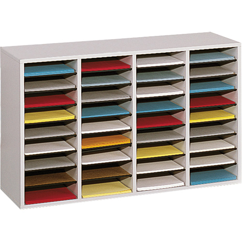 Casier &agrave; compartiments r&eacute;glable pour documentation, Stationnaire, 36 fentes, Bois, 39-1/4" la x 11-3/4" p x 24" h Distribution Jean Lapalme
