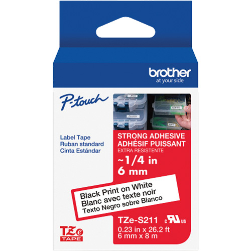 Extra-Strength Laminated Tape for P-Touch Label Makers, 6 mm x 8 m, Black on White Distribution Jean Lapalme