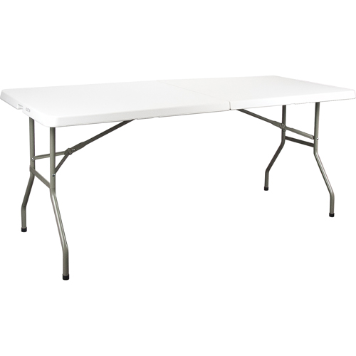 Table se pliant en deux, Rectangulaire, 72" l x 30" la, Poly&eacute;thyl&egrave;ne, Blanc Distribution Jean Lapalme