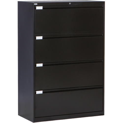 Lateral Filing Cabinet, Steel, 4 Drawers, 36" W x 18" D x 53-3/8" H, Black Distribution Jean Lapalme