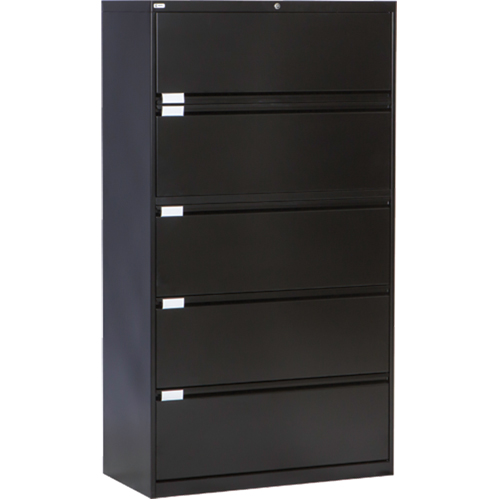 Classeur lat&eacute;ral, Acier, 5 tiroirs, 36" la x 18" p x 65-1/2" h, Noir Distribution Jean Lapalme