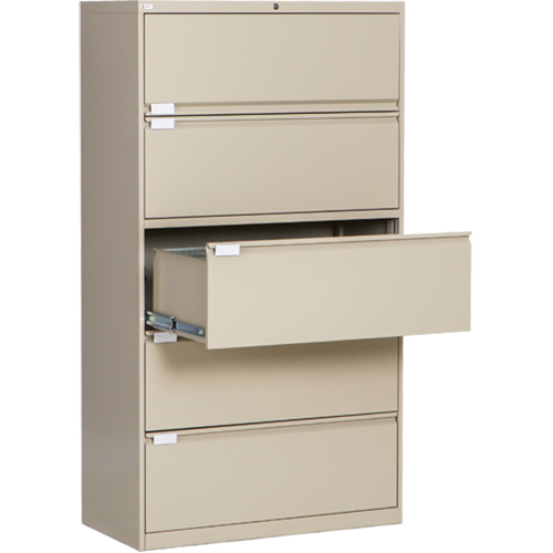 Lateral Filing Cabinet, Steel, 5 Drawers, 36" W x 18" D x 65-1/2" H, Beige Distribution Jean Lapalme