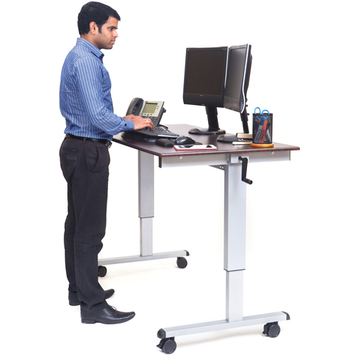 Postes de travail ajustables pour travail assis et debout , , 48-1/2" h x 59" la x 29-1/2" p, Noyer Distribution Jean Lapalme