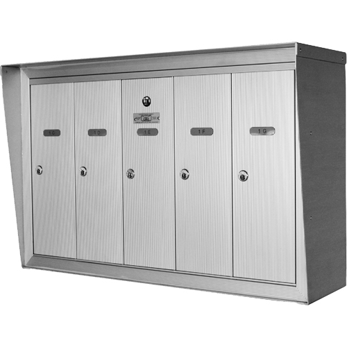 Single Deck Mailboxes, Wall -Mounted, 16" x 5-1/2", 6 Doors, Aluminum Distribution Jean Lapalme