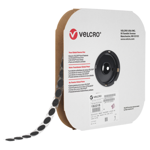 Attache Velcoin, Boucle, 3/4" dia., Adh&eacute;sif, Noir Distribution Jean Lapalme