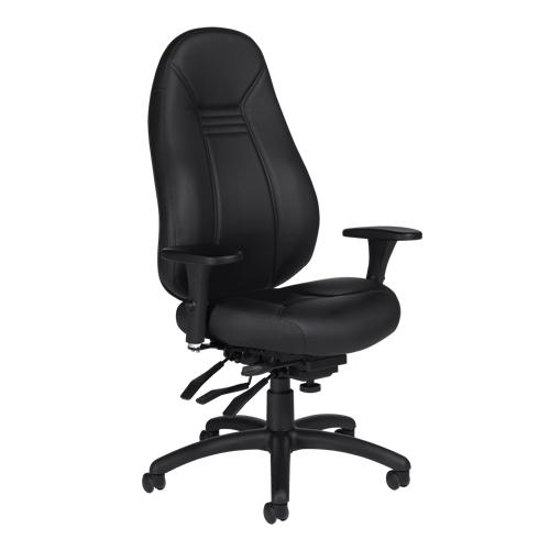 Chaise confortable &agrave; dos &eacute;lev&eacute;, Cuir, Noir, Capacit&eacute; 300 lb Distribution Jean Lapalme