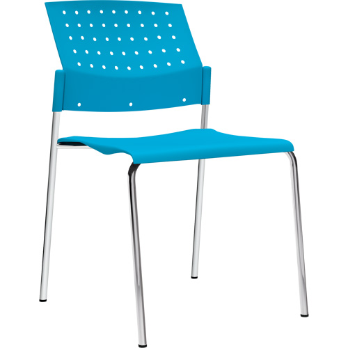 Armless Stacking Chairs, Plastic, 33" High, 300 lbs. Capacity, Blue Distribution Jean Lapalme