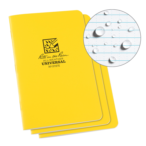 All-Weather Notebook, Soft Cover, Yellow, 48 Pages, 4-5/8" W x 7" L Distribution Jean Lapalme