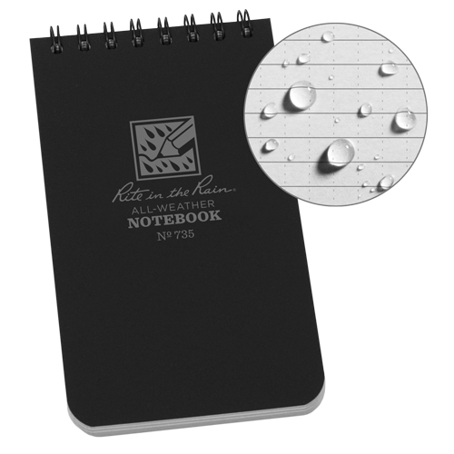 Pocket Top-Spiral Notebook, Soft Cover, Black, 100 Pages, 3" W x 5" L Distribution Jean Lapalme