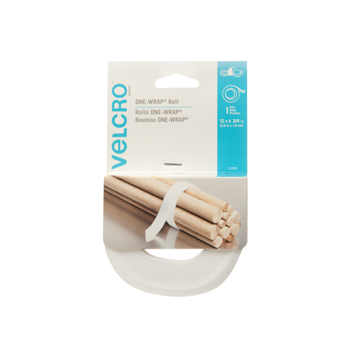 Ruban d'attaches One-Wrap, Boucle et crochet, 12' x 3/4", Auto-aggripant, Blanc Distribution Jean Lapalme