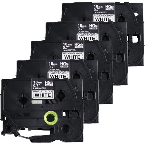 Laminated Tape, 18 mm x 8 m, Black on White Distribution Jean Lapalme