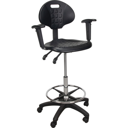 Heavy-Duty Ergonomic Stool with Adjustable Arm Rests & Nylon Stem Casters, Mobile, Adjustable Height, 250 lbs. Capacity Distribution Jean Lapalme