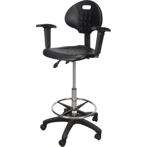 Heavy-Duty Ergonomic Stool with Adjustable Arm Rests & Nylon Stem Casters, Mobile, Adjustable Height, 250 lbs. Capacity Distribution Jean Lapalme