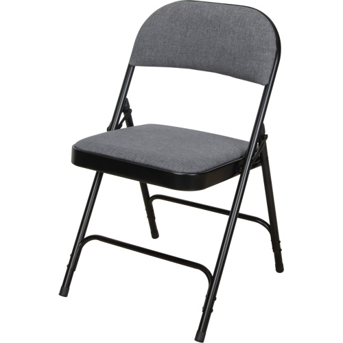 Chaise pliante de luxe en tissu rembourr&eacute;e, Acier, Gris, Capacit&eacute; 300 lb Distribution Jean Lapalme