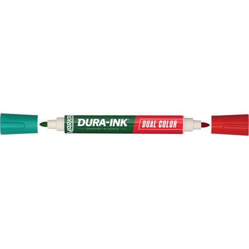 Marqueur &agrave; encre permanente et double couleur Markal Dura-Ink, Vert/Rouge, Pointe Ronde Distribution Jean Lapalme