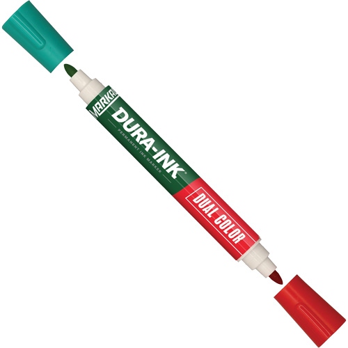Marqueur &agrave; encre permanente et double couleur Markal Dura-Ink, Vert/Rouge, Pointe Ronde Distribution Jean Lapalme
