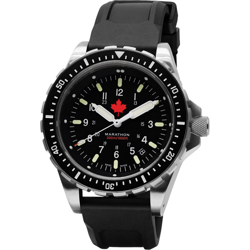 Tr&egrave;s grande montre &agrave; quartz pour plongeur avec feuille d'&eacute;rable rouge, Num&eacute;rique, &agrave; piles, 46 mm, Noir Distribution Jean Lapalme