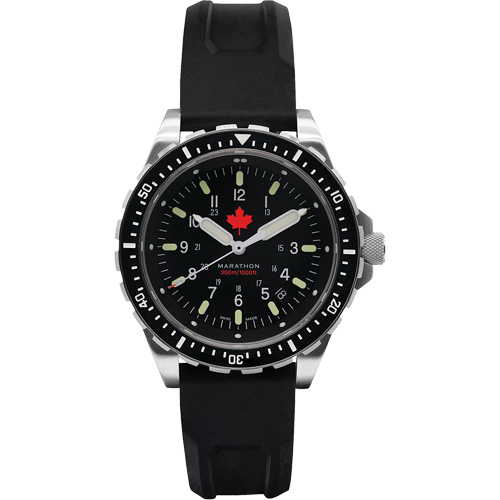 Tr&egrave;s grande montre &agrave; quartz pour plongeur avec feuille d'&eacute;rable rouge, Num&eacute;rique, &agrave; piles, 46 mm, Noir Distribution Jean Lapalme