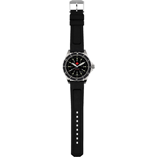 Tr&egrave;s grande montre &agrave; quartz pour plongeur avec feuille d'&eacute;rable rouge, Num&eacute;rique, &agrave; piles, 46 mm, Noir Distribution Jean Lapalme