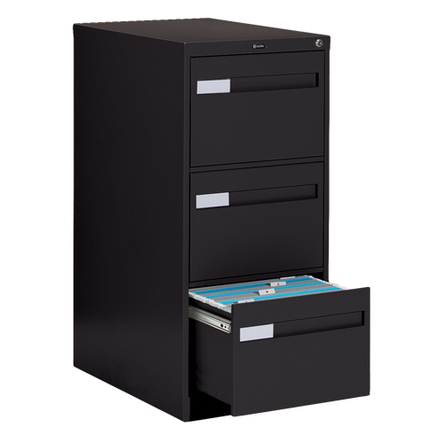 Vertical Filing Cabinet with Recessed Drawer Handles, 3 Drawers, 18.15" W x 26.56" D x 40" H, Black Distribution Jean Lapalme