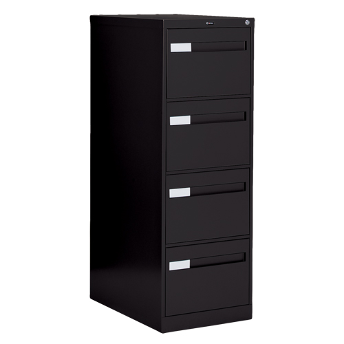 Classeur vertical &agrave; poign&eacute;es encastr&eacute;es, 4 tiroirs, 18.15" la x 26.56" p x 52" h, Noir Distribution Jean Lapalme