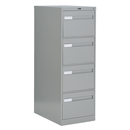 Vertical Filing Cabinet with Recessed Drawer Handles, 4 Drawers, 18.15" W x 26.56" D x 52" H, Grey Distribution Jean Lapalme