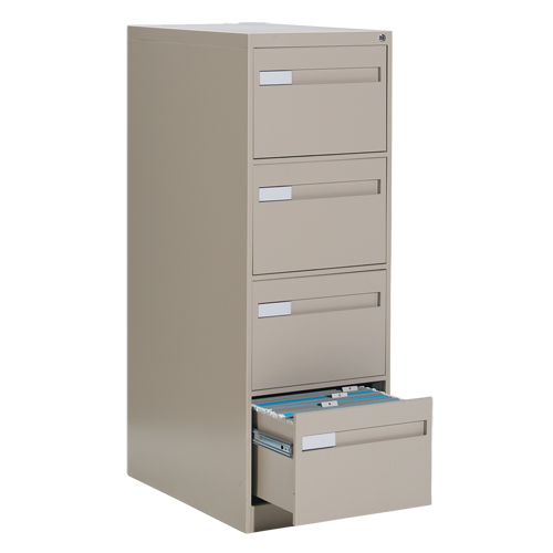 Vertical Filing Cabinet with Recessed Drawer Handles, 4 Drawers, 18.15" W x 26.56" D x 52" H, Beige Distribution Jean Lapalme