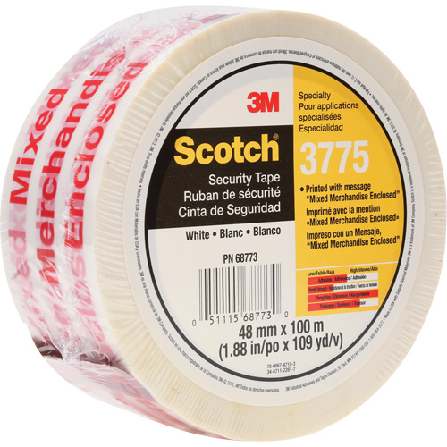 Scotch&reg; 3775 Box Sealing Tape with Message, Hot Melt Adhesive, 2 mils, 48 mm (1-22/25") x 100 m (328') Distribution Jean Lapalme