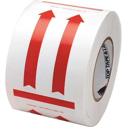 &eacute;tiquettes pour traitement sp&eacute;cial a/pictogramme Ce c&ocirc;t&eacute; vers le haut, 6" lo x 4" la, Rouge/blanc Distribution Jean Lapalme
