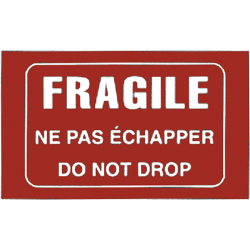 "Fragile" Bilingual Special Handling Labels, 5" L x 3" W, White on Red Distribution Jean Lapalme